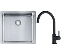 Set lavello in acciaio Franke Box 127.0453.655, rubinetto da cucina Franke Lina 115.0626.019