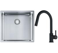 Set lavello in acciaio Franke Box 127.0453.655, rubinetto da cucina Franke Lina 115.0626.053