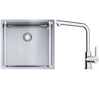 Set lavello in acciaio Franke Box 127.0453.655, rubinetto da cucina Franke Lina 115.0712.420