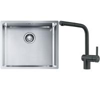 Set lavello in acciaio Franke Box 127.0453.656, rubinetto da cucina Franke Atlas 115.0550.427