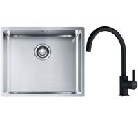 Set lavello in acciaio Franke Box 127.0453.656, rubinetto da cucina Franke Lina 115.0626.020