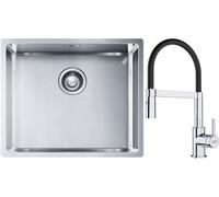 Set lavello in acciaio Franke Box 127.0453.656, rubinetto da cucina Franke Lina 115.0626.085