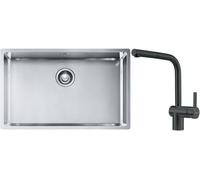 Set lavello in acciaio Franke Box 127.0453.658, rubinetto da cucina Franke Atlas 115.0550.427