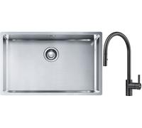 Set lavello in acciaio Franke Box 127.0453.658, rubinetto da cucina Franke Eos 115.0613.671