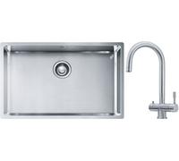Set lavello in acciaio Franke Box 127.0453.658, rubinetto da cucina Franke Eos 120.0179.979