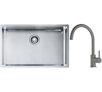 Set lavello in acciaio Franke Box 127.0453.658, rubinetto da cucina Franke Lina 115.0626.022