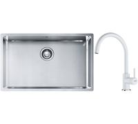 Set lavello in acciaio Franke Box 127.0453.658, rubinetto da cucina Franke Lina 115.0626.024
