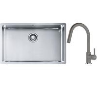 Set lavello in acciaio Franke Box 127.0453.658, rubinetto da cucina Franke Lina 115.0626.057