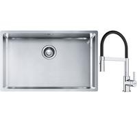 Set lavello in acciaio Franke Box 127.0453.658, rubinetto da cucina Franke Lina 115.0626.085