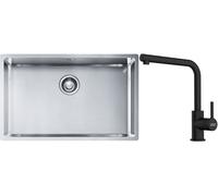 Set lavello in acciaio Franke Box 127.0453.658, rubinetto da cucina Franke Lina 115.0712.435