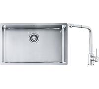 Set lavello in acciaio Franke Box 127.0453.658, rubinetto da cucina Franke Sirius Side 115.0668.280