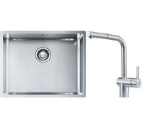 Set lavello in acciaio Franke Box 127.0453.660, rubinetto da cucina Franke Atlas 115.0521.439