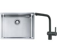 Set lavello in acciaio Franke Box 127.0453.660, rubinetto da cucina Franke Atlas 115.0550.427