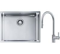 Set lavello in acciaio Franke Box 127.0453.660, rubinetto da cucina Franke Eos 115.0590.045