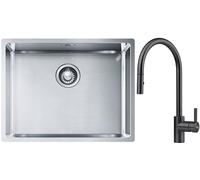 Set lavello in acciaio Franke Box 127.0453.660, rubinetto da cucina Franke Eos 115.0613.671