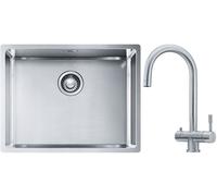 Set lavello in acciaio Franke Box 127.0453.660, rubinetto da cucina Franke Eos 120.0179.979