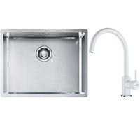 Set lavello in acciaio Franke Box 127.0453.660, rubinetto da cucina Franke Lina 115.0626.024