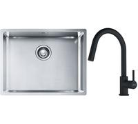 Set lavello in acciaio Franke Box 127.0453.660, rubinetto da cucina Franke Lina 115.0626.053