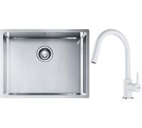 Set lavello in acciaio Franke Box 127.0453.660, rubinetto da cucina Franke Lina 115.0626.081