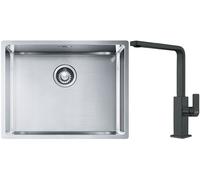 Set lavello in acciaio Franke Box 127.0453.660, rubinetto da cucina Franke Mythos 115.0550.441