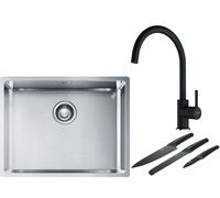 Set lavello in acciaio Franke Box 127.0453.660, set di coltelli Franke Box Center BWX 112.0545.792, 115.0626.020