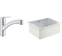 Set lavello in acciaio Grohe K700 31574SD1, rubinetto da cucina Grohe Start 30531001