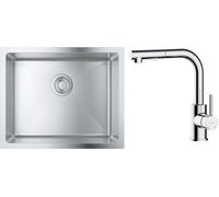 Set lavello in acciaio Grohe K700 31574SD1, rubinetto da cucina Oltens Myvat 35205100
