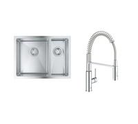 Set lavello in acciaio Grohe K700 31577SD1, rubinetto da cucina Grohe Get 30361000