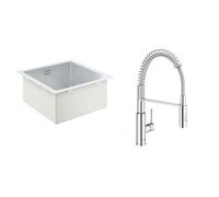 Set lavello in acciaio Grohe K700 31578SD1, rubinetto da cucina Grohe Get 30361000