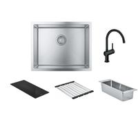 Set lavello in acciaio Grohe K700 31726SD0, rubinetto da cucina Grohe Minta 32917KS0, 40852SD0, 40856SD0, 40786K00