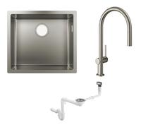 Set lavello in acciaio Hansgrohe S 71 43427800, rubinetto da cucina Hansgrohe Talis M54 72803800, 43921800
