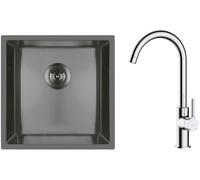 Set lavello in acciaio Oltens Stalvask 71100300, rubinetto da cucina Oltens Skafta 35206100