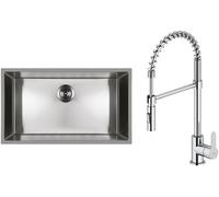 Set lavello in acciaio Oltens Stalvask 71102100, rubinetto da cucina Oltens Duf 35203100