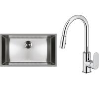 Set lavello in acciaio Oltens Stalvask 71102100, rubinetto da cucina Oltens Lista 35202100