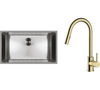 Set lavello in acciaio Oltens Stalvask 71102100, rubinetto da cucina Oltens Litla 35204800