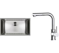 Set lavello in acciaio Oltens Stalvask 71102100, rubinetto da cucina Oltens Myvat 35205100