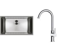 Set lavello in acciaio Oltens Stalvask 71102100, rubinetto da cucina Oltens Skafta 35206100