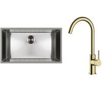 Set lavello in acciaio Oltens Stalvask 71102100, rubinetto da cucina Oltens Skafta 35206800