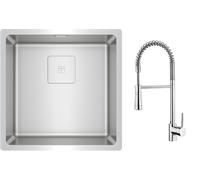 Set lavello in acciaio Teka Flexlinea 115000053, rubinetto da cucina Teka ARK 239391200