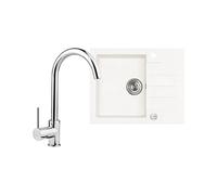 Set lavello in granito Alveus Rock 1213011, rubinetto da cucina Deante Aster BCA062M