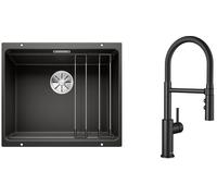 Set lavello in granito Blanco Etagon 500-U 525887, rubinetto da cucina Blanco Catris-S Flexo 525793