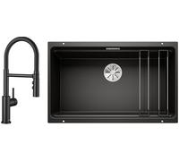 Set lavello in granito Blanco Etagon 700-U 525891, rubinetto da cucina Blanco Catris-S Flexo 525793