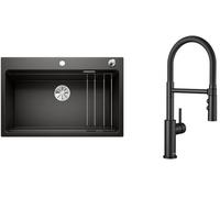 Set lavello in granito Blanco Etagon 8 525892, rubinetto da cucina Blanco Catris-S Flexo 525793