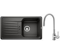 Set lavello in granito Blanco Favos Mini 526078, rubinetto da cucina Hagser Emma HGR40000035