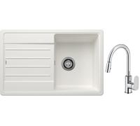 Set lavello in granito Blanco Legra 45 S 522203, rubinetto da cucina Oltens Lista 35202100