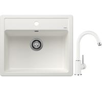 Set lavello in granito Blanco Legra 6 523334, rubinetto da cucina Blanco Mida 519418