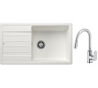 Set lavello in granito Blanco Legra XL 6 S 523328, rubinetto da cucina Oltens Lista 35202100