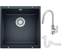 Set lavello in granito Blanco Rotan 400-U 521332, rubinetto da cucina Oltens Lista 35202100, 137267