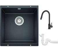 Set lavello in granito Blanco Rotan 400-U 521332, rubinetto da cucina Oltens Litla 35204300, 137267