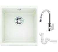 Set lavello in granito Blanco Rotan 400-U 521334, rubinetto da cucina Oltens Lista 35202100, 137267